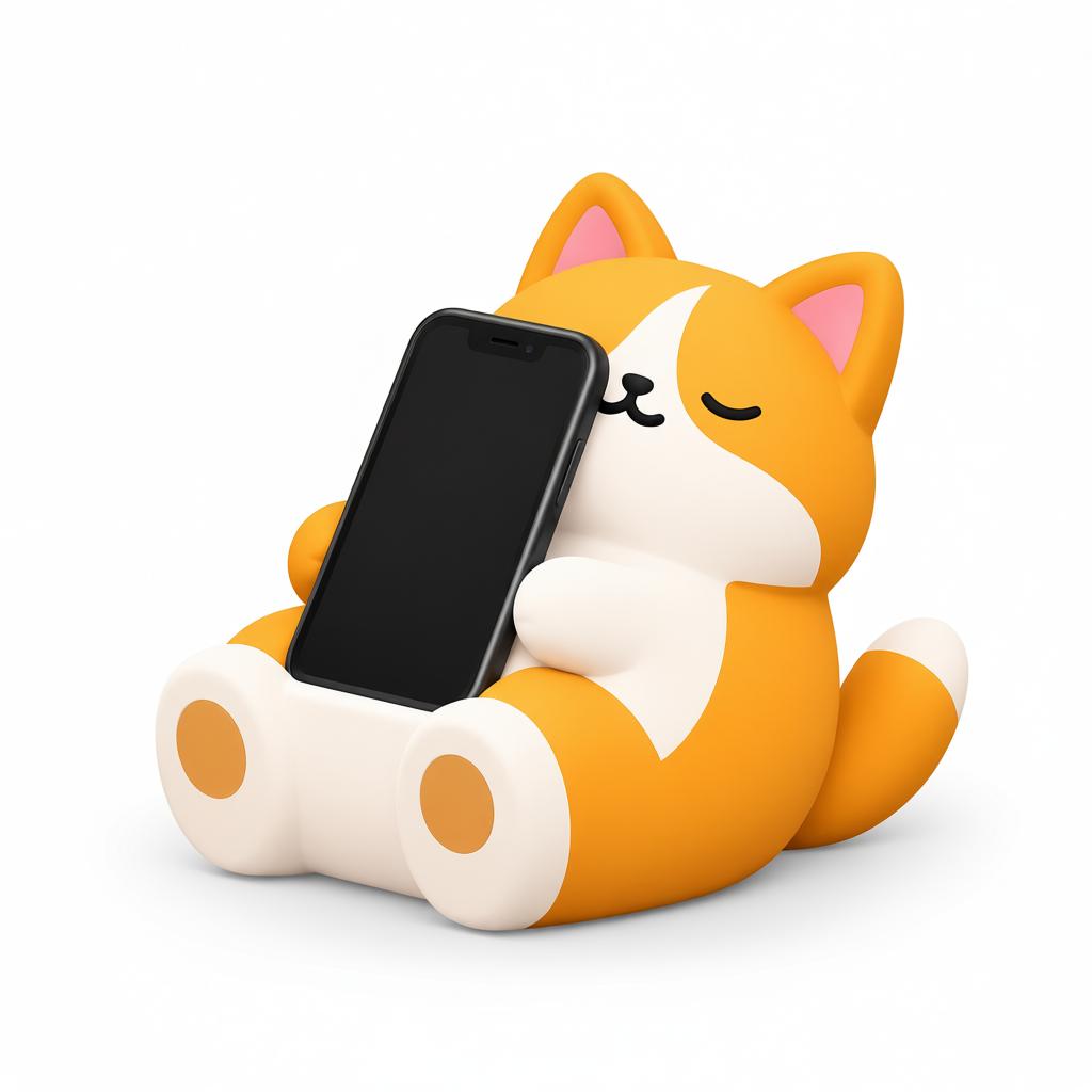 Sleepy Ginger Cat Phone Stand